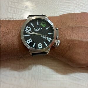 Lucky Brand Black and Silver Men's Watch Xl